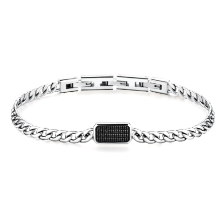 Bracciale Donna Brosway Ink BIK114 in Acciaio Silver e Swarosvki Nero
