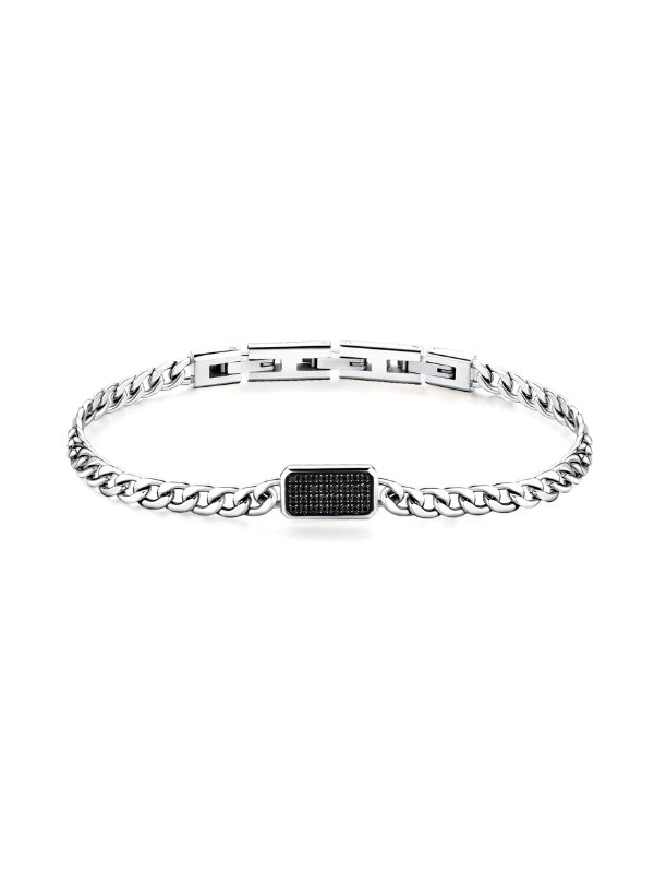 Bracciale Donna Brosway Ink BIK114 in Acciaio Silver e Swarosvki Nero