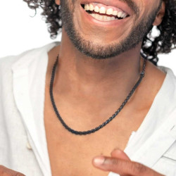 Collana Uomo Marlù 30CO0004N in Acciaio Nero Catena Serpentina