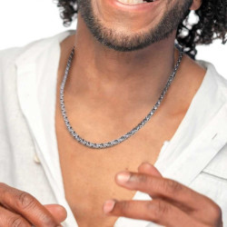 Collana Uomo Marlù 30CO0005 in Acciaio Silver Catena Meccanica Marina