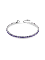 Bracciale Tennis Donna Liujo LJ2422 in Acciaio 316l Silver con Zirconi Lilla