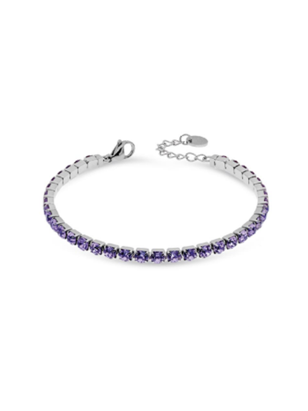 Bracciale Tennis Donna Liujo LJ2422 in Acciaio 316l Silver con Zirconi Lilla
