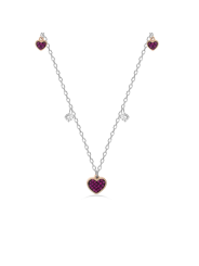Collana Donna Liujo LJ2325 in Acciaio 3161l Silver con Cuori e Cristalli Rossi e Bianchi