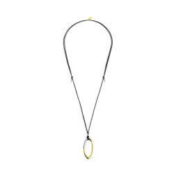 Collana Donna Marlù 33CO0032GS-N cordino con pendente bicolore ad anello ovale