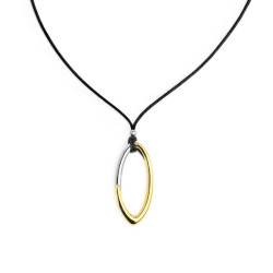 Collana Donna Marlù 33CO0032GS-N cordino con pendente bicolore ad anello ovale