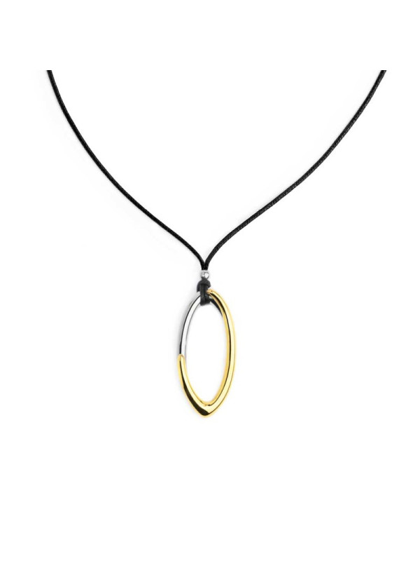Collana Donna Marlù 33CO0032GS-N cordino con pendente bicolore ad anello ovale