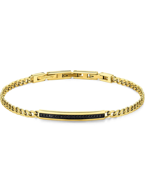 Bracciale Uomo Brosway Ink BIK118 in Acciaio Colore Oro e Swarosvki Nero