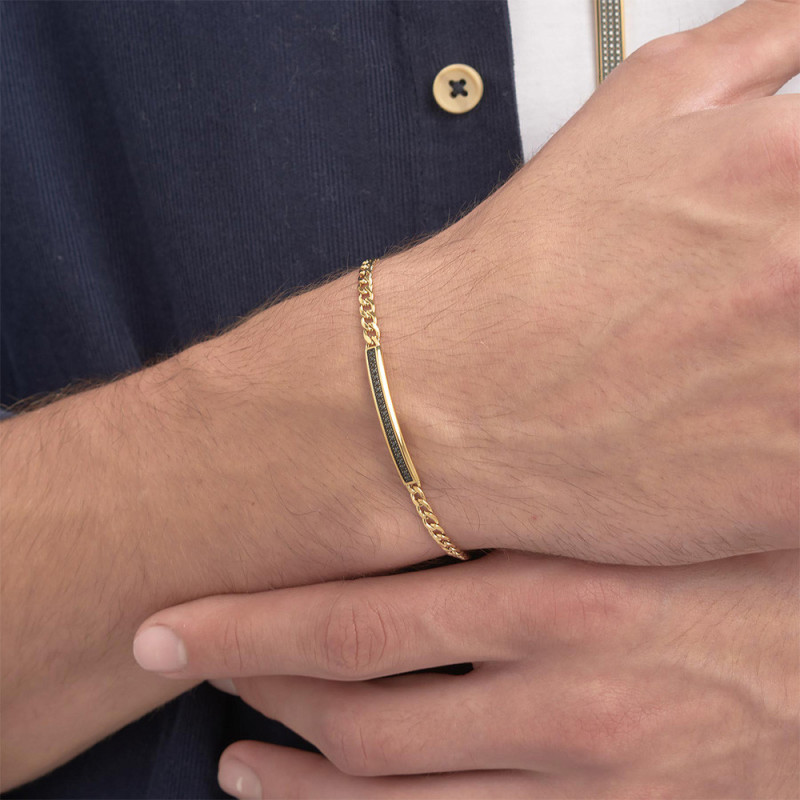 Bracciale Uomo Brosway Ink BIK118 in Acciaio Colore Oro e Swarosvki Nero