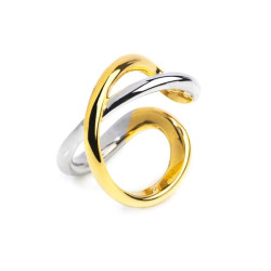 Anello Donna Marlù 33AN0046GS-16 incrociato bicolore Acciaio Oro e Silver