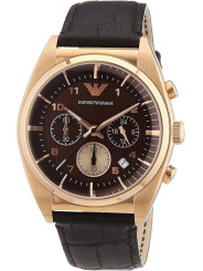 Orologio Cronografo Uomo Emporio Armani Franco AR0371 Cinturino Pelle Marrone