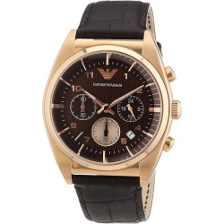 Orologio Cronografo Uomo Emporio Armani Franco AR0371 Cinturino Pelle Marrone