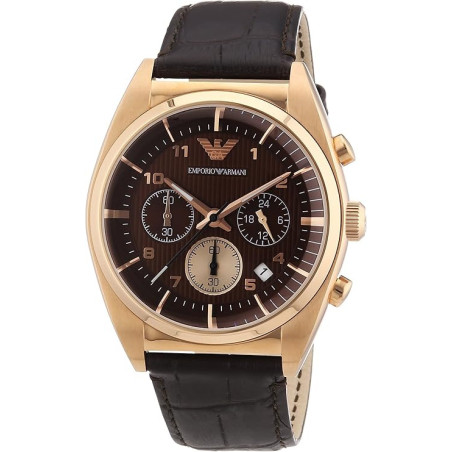 Orologio Cronografo Uomo Emporio Armani Franco AR0371 Cinturino Pelle Marrone