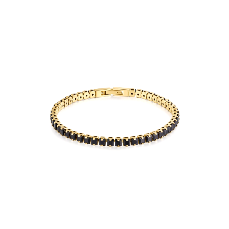 Bracciale Uomo Tennis Brosway Avantgarde BVD23 in Acciaio Oro e Zirconi Nero Bracciale Uomo Tennis Brosway Avantgarde BVD23 in Acciaio Oro e Zirconi Nero