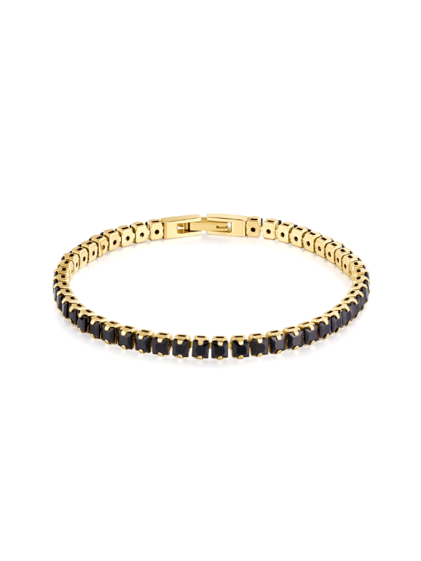 Bracciale Uomo Tennis Brosway Avantgarde BVD23 in Acciaio Oro e Zirconi Nero