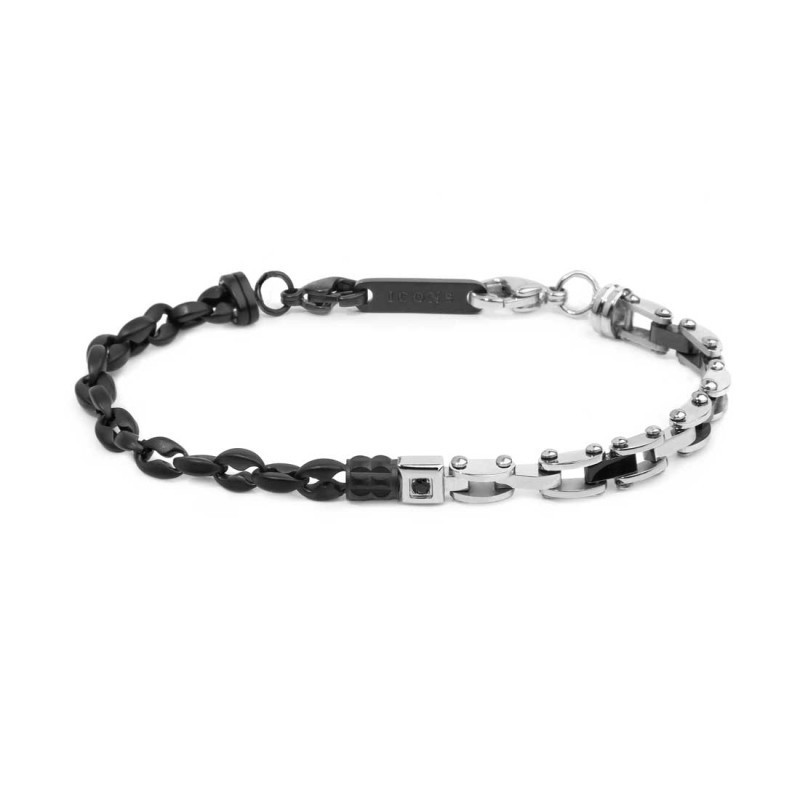 Bracciale Uomo Marlù 30BR0035N catena marine Acciaio Nero e Silver