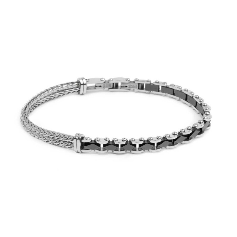 Bracciale Uomo Marlù 30BR0036 catena fishbone doppia Acciaio Silver