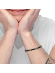 Bracciale Uomo Marlù 30BR0038N catena marine con elementi acciaio Nero