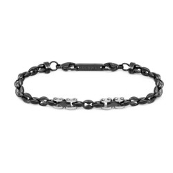 Bracciale Uomo Marlù 30BR0038N catena marine con elementi acciaio Nero