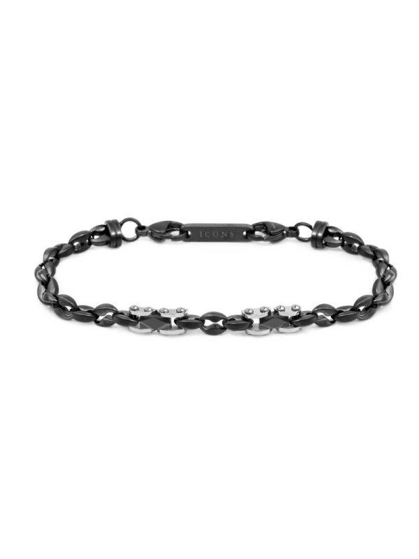 Bracciale Uomo Marlù 30BR0038N catena marine con elementi acciaio Nero