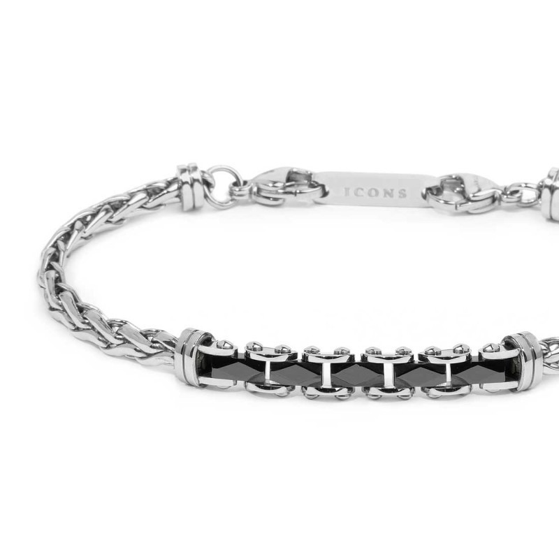 Bracciale Uomo Marlù 30BR0039 catena sonaglio piatta centrale Acciaio Silver