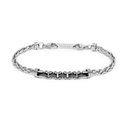 Bracciale Uomo Marlù 30BR0039 catena sonaglio piatta centrale Acciaio Silver