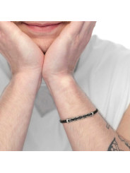 Bracciale Uomo Marlù 30BR0039N catena sonaglio piatta centrale Acciaio Nero