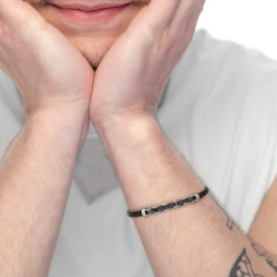 Bracciale Uomo Marlù 30BR0039N catena sonaglio piatta centrale Acciaio Nero