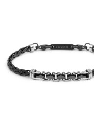 Bracciale Uomo Marlù 30BR0039N catena sonaglio piatta centrale Acciaio Nero