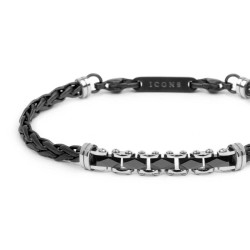 Bracciale Uomo Marlù 30BR0039N catena sonaglio piatta centrale Acciaio Nero