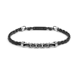 Bracciale Uomo Marlù 30BR0039N catena sonaglio piatta centrale Acciaio Nero