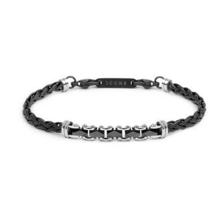 Bracciale Uomo Marlù 30BR0039N catena sonaglio piatta centrale Acciaio Nero
