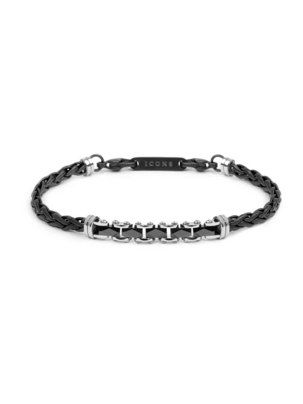 Bracciale Uomo Marlù 30BR0039N catena sonaglio piatta centrale Acciaio Nero