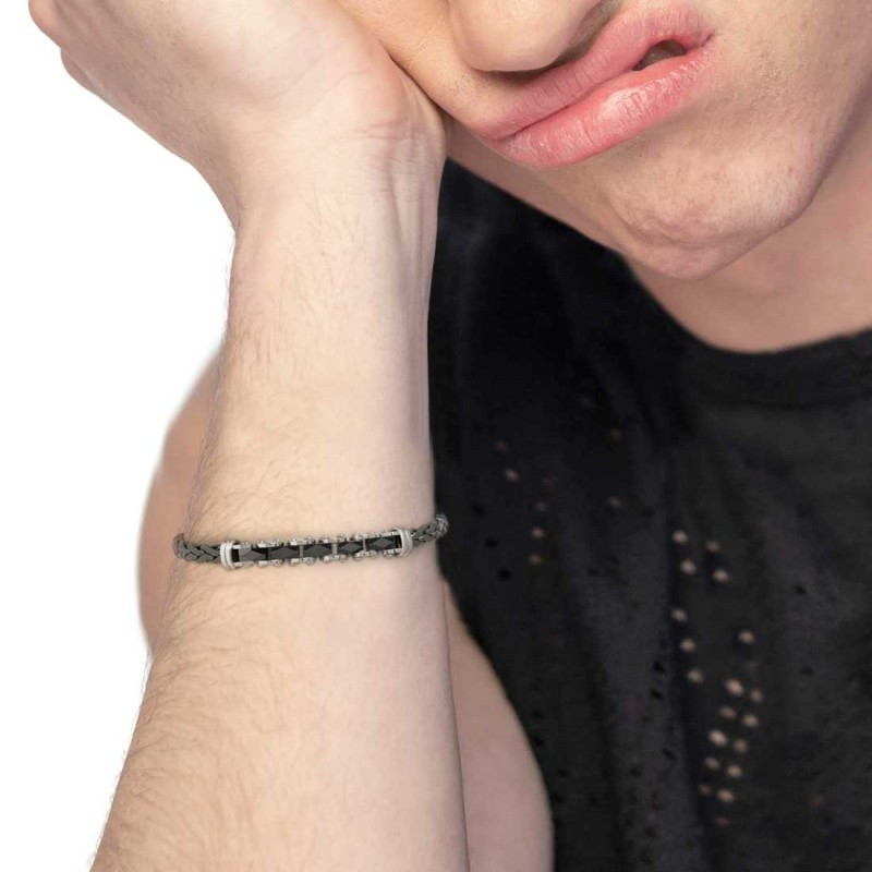Bracciale Uomo Marlù 30BR0039T catena sonaglio piatta centrale Acciaio Tianio