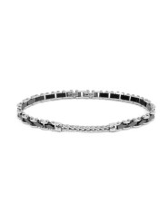 Bracciale Uomo Marlù 30BR0040 elementi ceramica sfaccettata nera lucida e centrale con catena foxtail piatta