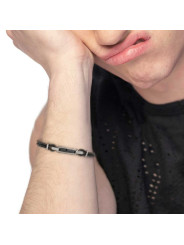 Bracciale Uomo Marlù 30BR0041-N pelle nera intrecciata