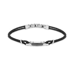 Bracciale Uomo Marlù 30BR0041-N pelle nera intrecciata