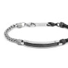Bracciale Uomo Marlù 30BR0042-N pelle nera intrecciata e catena fishbone