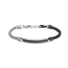 Bracciale Uomo Marlù 30BR0042-N pelle nera intrecciata e catena fishbone