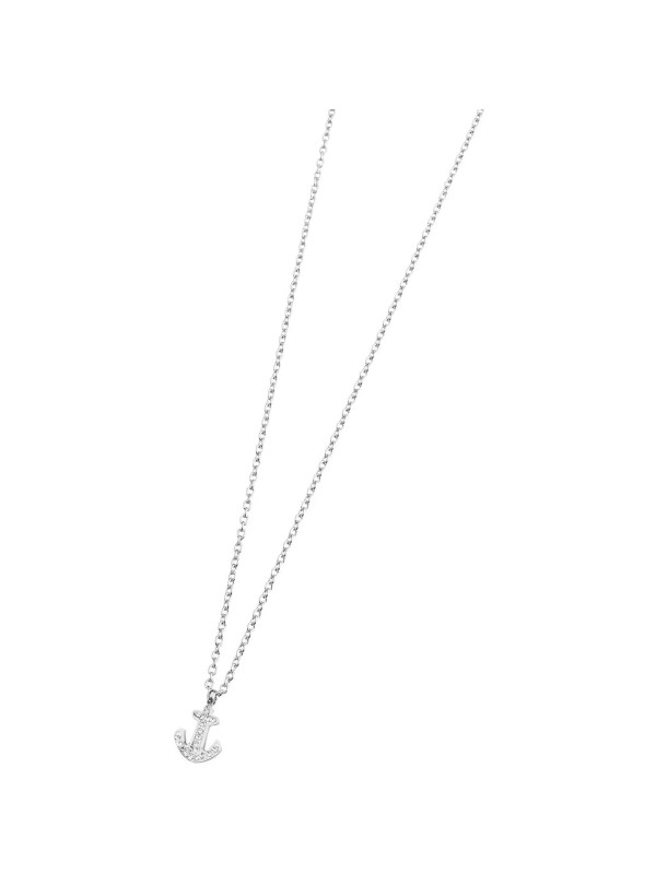 Collana Donna Marlù Time To 18CN037 con Ancora Strass in Acciaio Anallergico