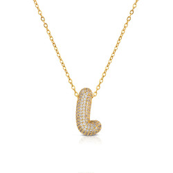 Collana Donna Ops Jewels OPSCL-1027 Bubble Lettera L Acciaio Oro