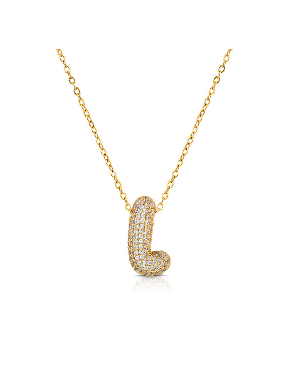 Collana Donna Ops Jewels OPSCL-1027 Bubble Lettera L Acciaio Oro