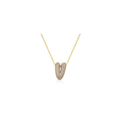 Collana Donna Ops Jewels OPSCL-1035 Bubble Lettera V Acciaio Oro