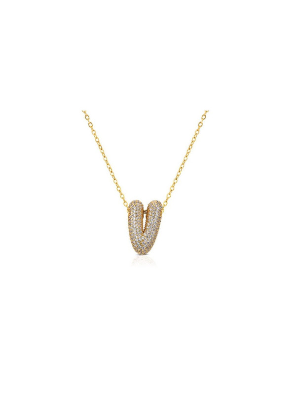 Collana Donna Ops Jewels OPSCL-1035 Bubble Lettera V Acciaio Oro