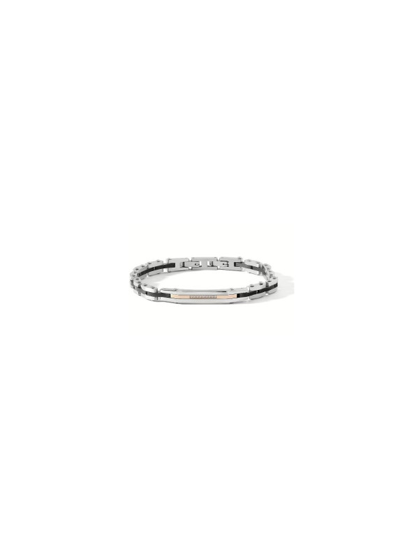 Bracciale Uomo Comete UBR1284 Acciaio PVD Nero Rosè Diamanti | Diamonds Label