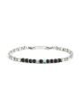 Bracciale Uomo Marlù 1BR0009 in Acciaio Argento con Pietre Laiche Nere