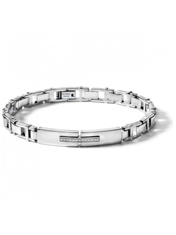 Bracciale Uomo Comete UBR1282 Acciaio Silver Rosè Diamanti