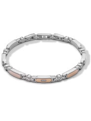 Bracciale Uomo Comete UBR1009 Acciaio Silver Rosè Diamanti