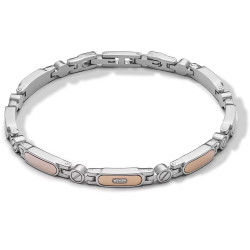 Bracciale Uomo Comete UBR1009 Acciaio Silver Rosè Diamanti