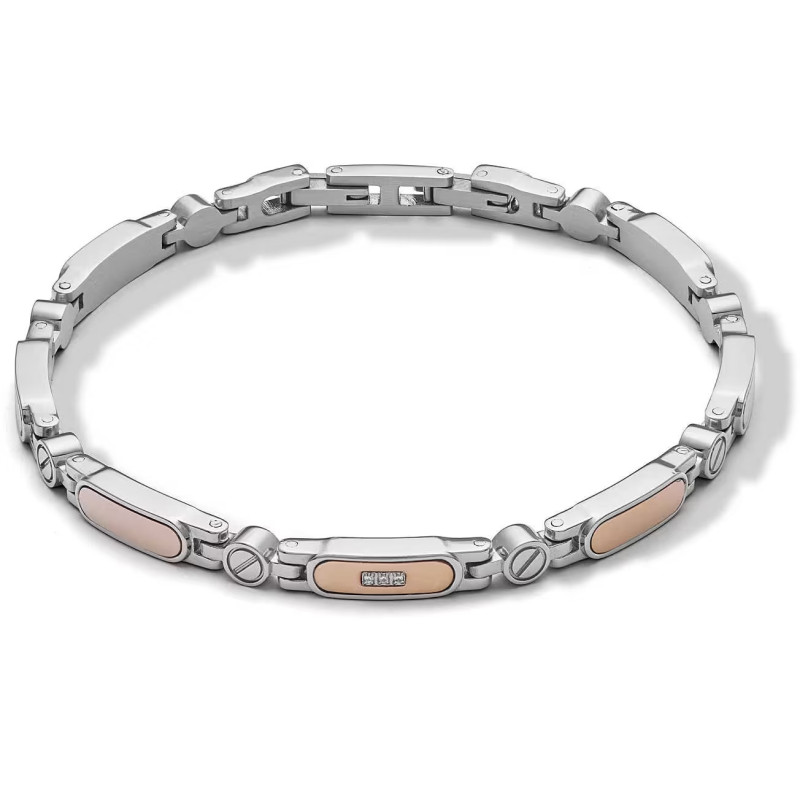 copy of copy of copy of copy of copy of Bracciale Uomo Comete UBR1284 in acciaio pvd nero e rosè e diamanti bianchi
