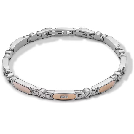 copy of copy of copy of copy of copy of Bracciale Uomo Comete UBR1284 in acciaio pvd nero e rosè e diamanti bianchi